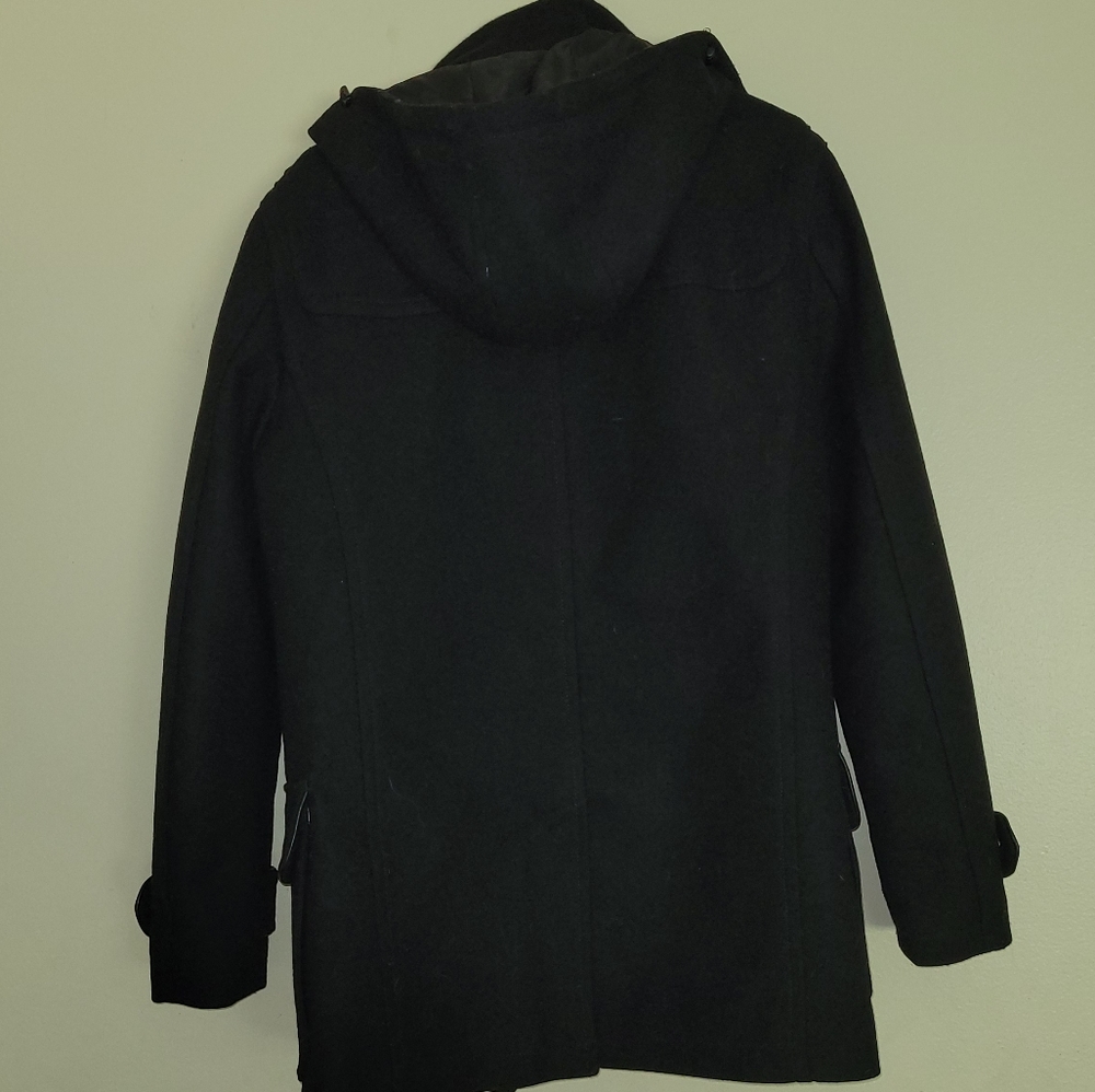 Mens small black wool Express coat - Picture 2 of 5